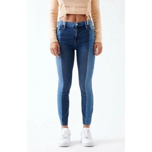 Pacsun Jeans Women 25 Two-Tone Denim High Rise Raw Hem Ankle Jeggings L - Picture 10 of 11
